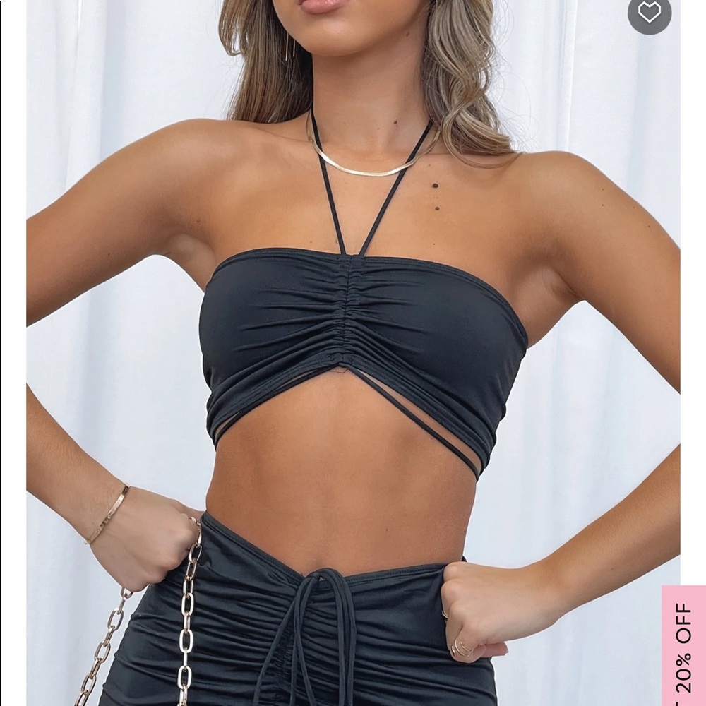 White Fox Black Skirt Set